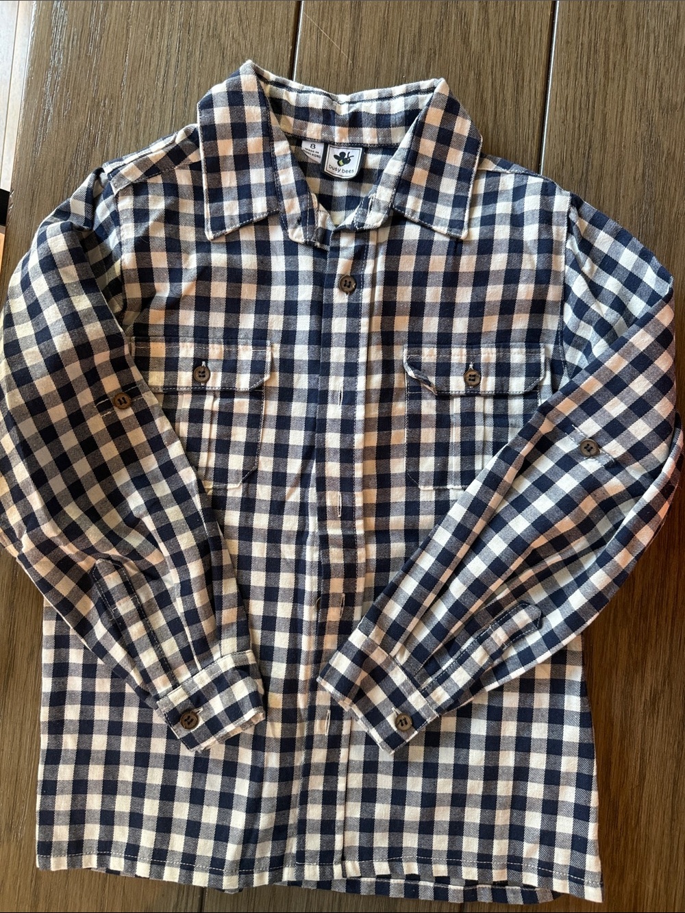Checked Navy & White Lightweight Shirt by Busy Bees